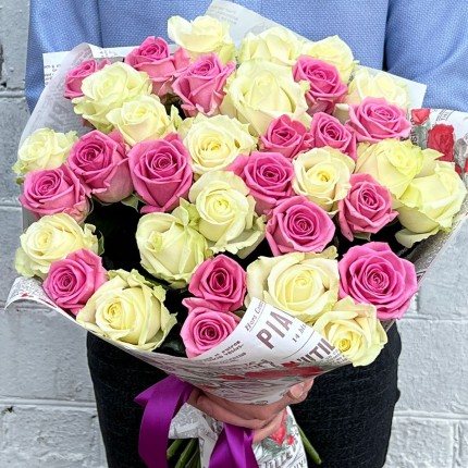 Букет "Розалита" из белых и розовых роз - заказать с доставкой в по Быково